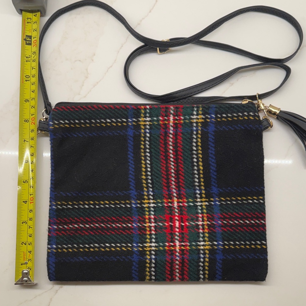 Plaid Crossbody Bag - Black, Red, Blue